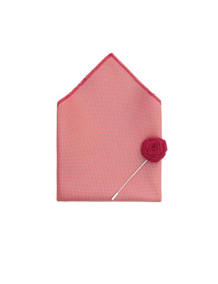 Kırmızı 3'lü Kravat-Mendil-Kravat İğnesi Set - 50258885002