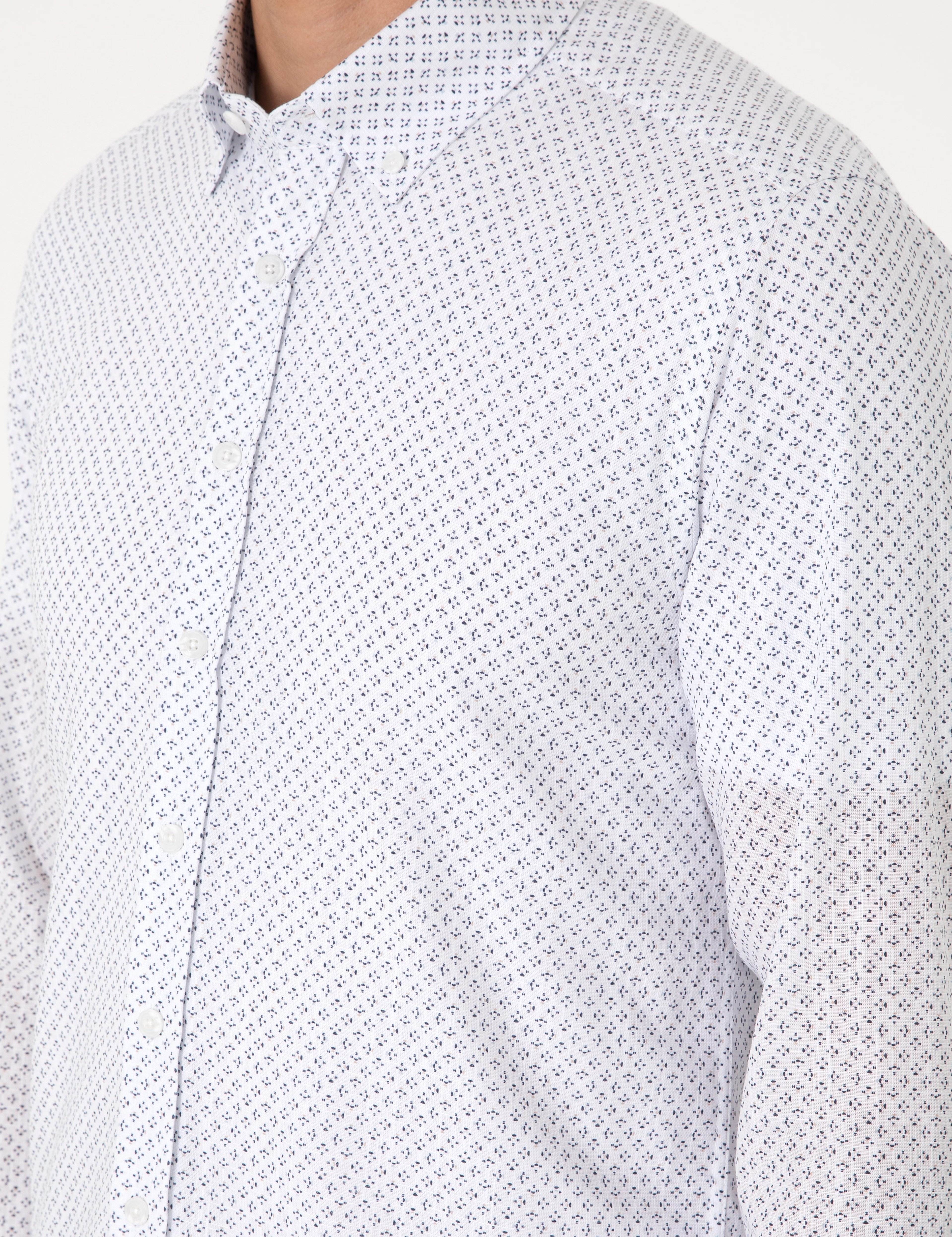 Lacivert Slim Fit Uzun Kollu Gömlek - Image 7