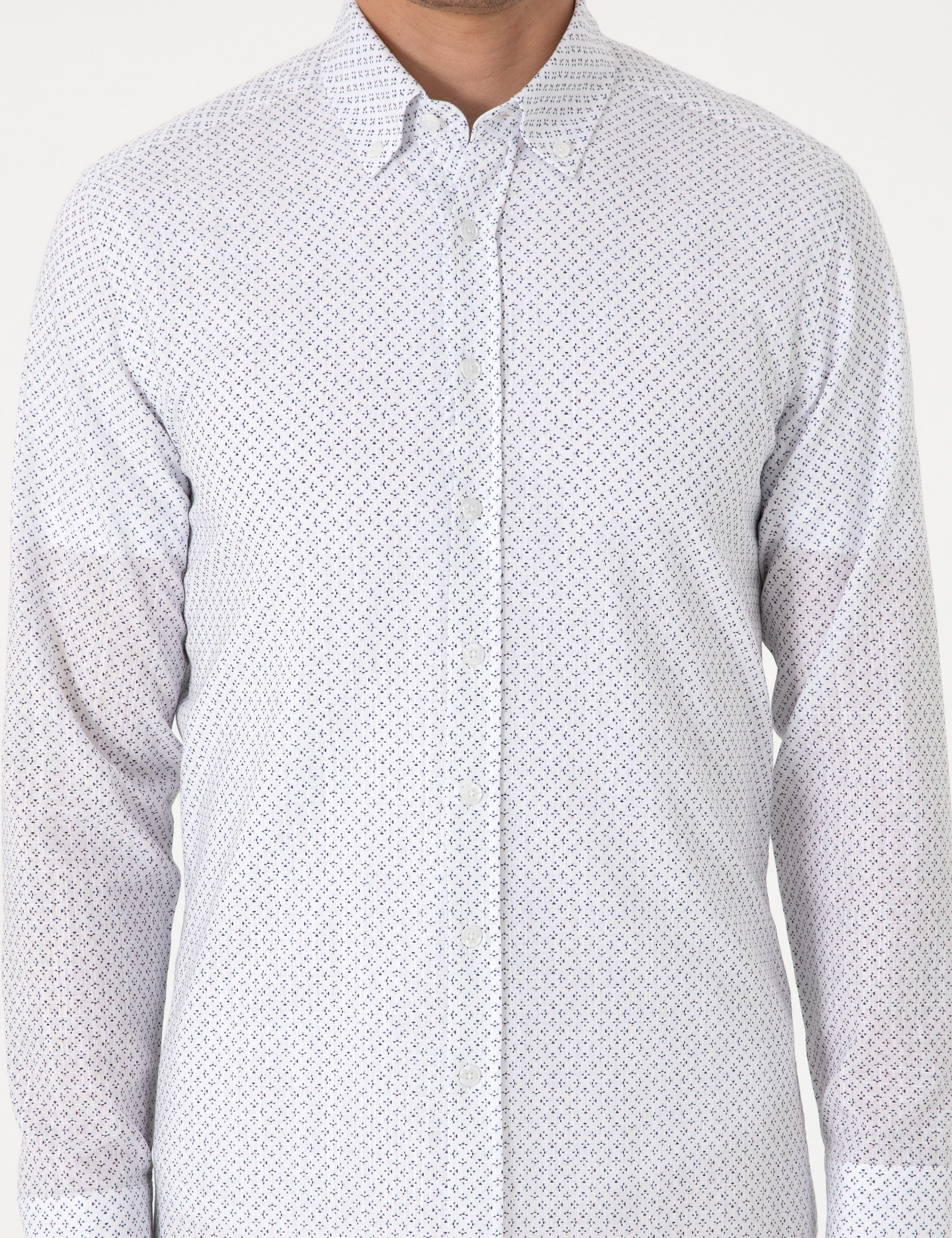 Lacivert Slim Fit Uzun Kollu Gömlek - Image 6