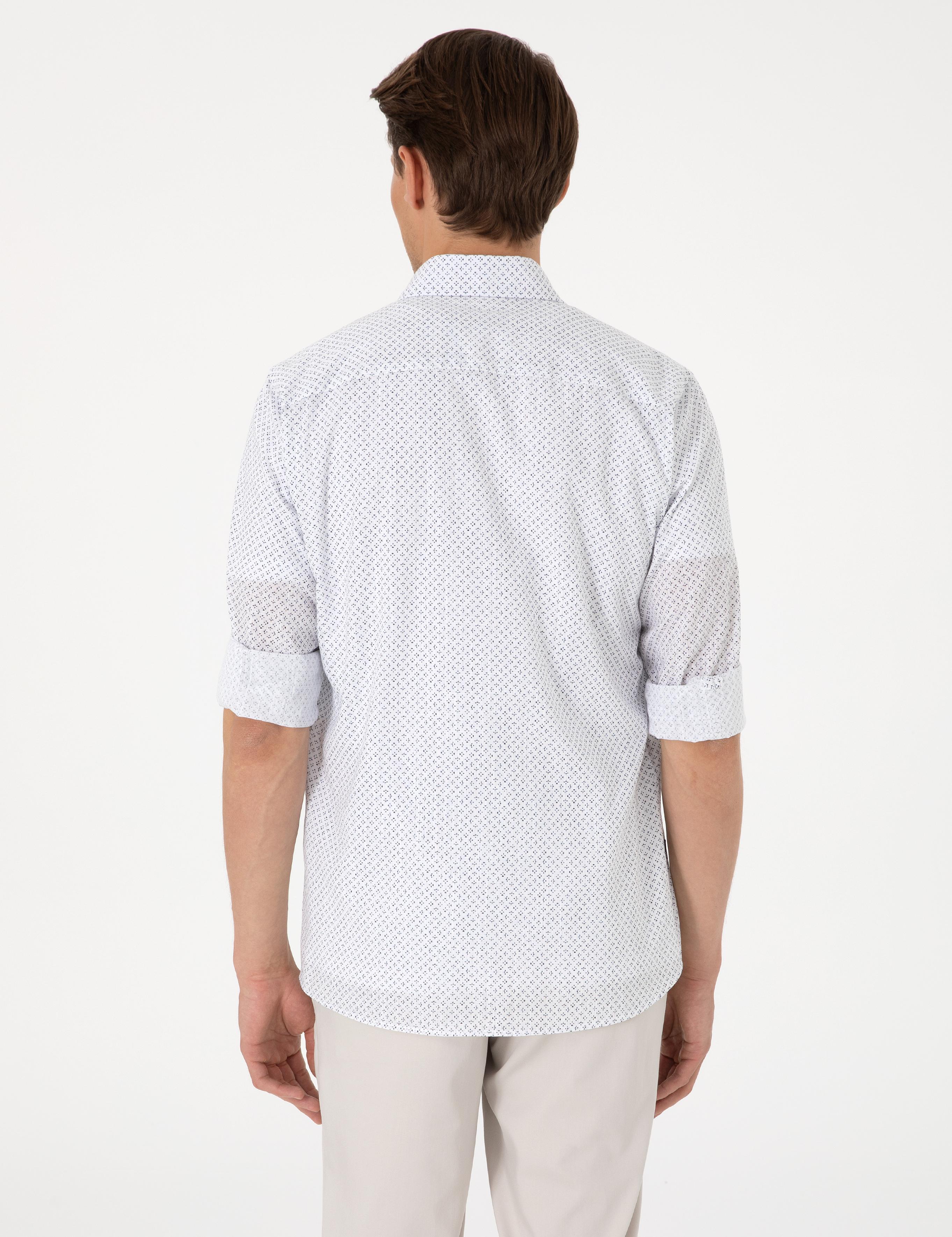 Lacivert Slim Fit Uzun Kollu Gömlek