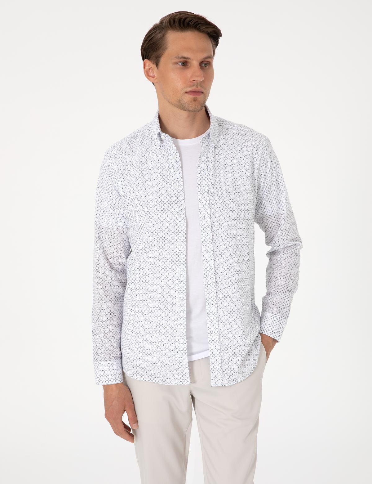 Lacivert Slim Fit Uzun Kollu Gömlek - 50304539004