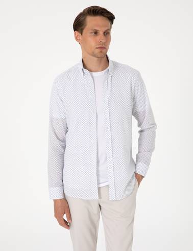 Lacivert Slim Fit Uzun Kollu Gömlek
