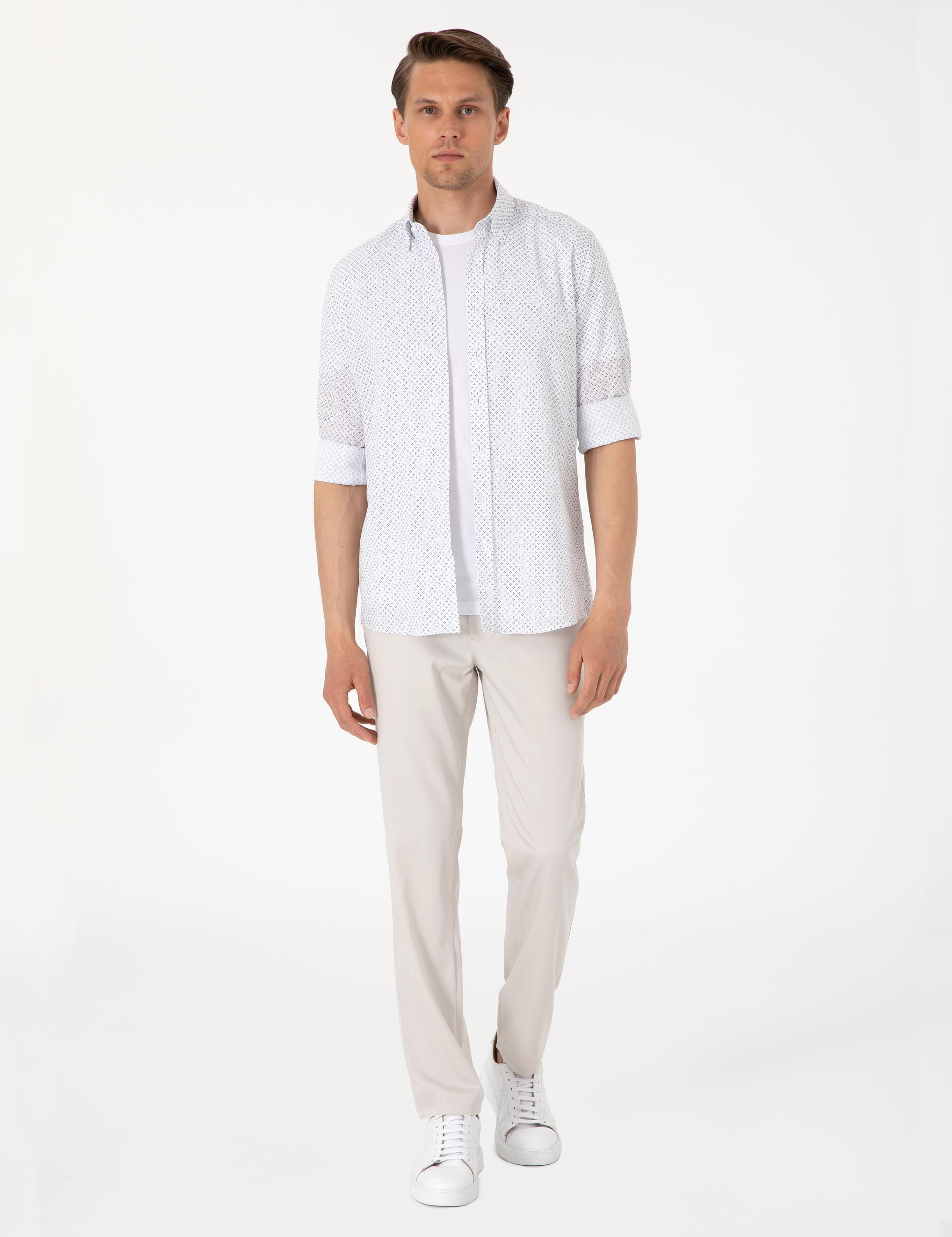 Lacivert Slim Fit Uzun Kollu Gömlek