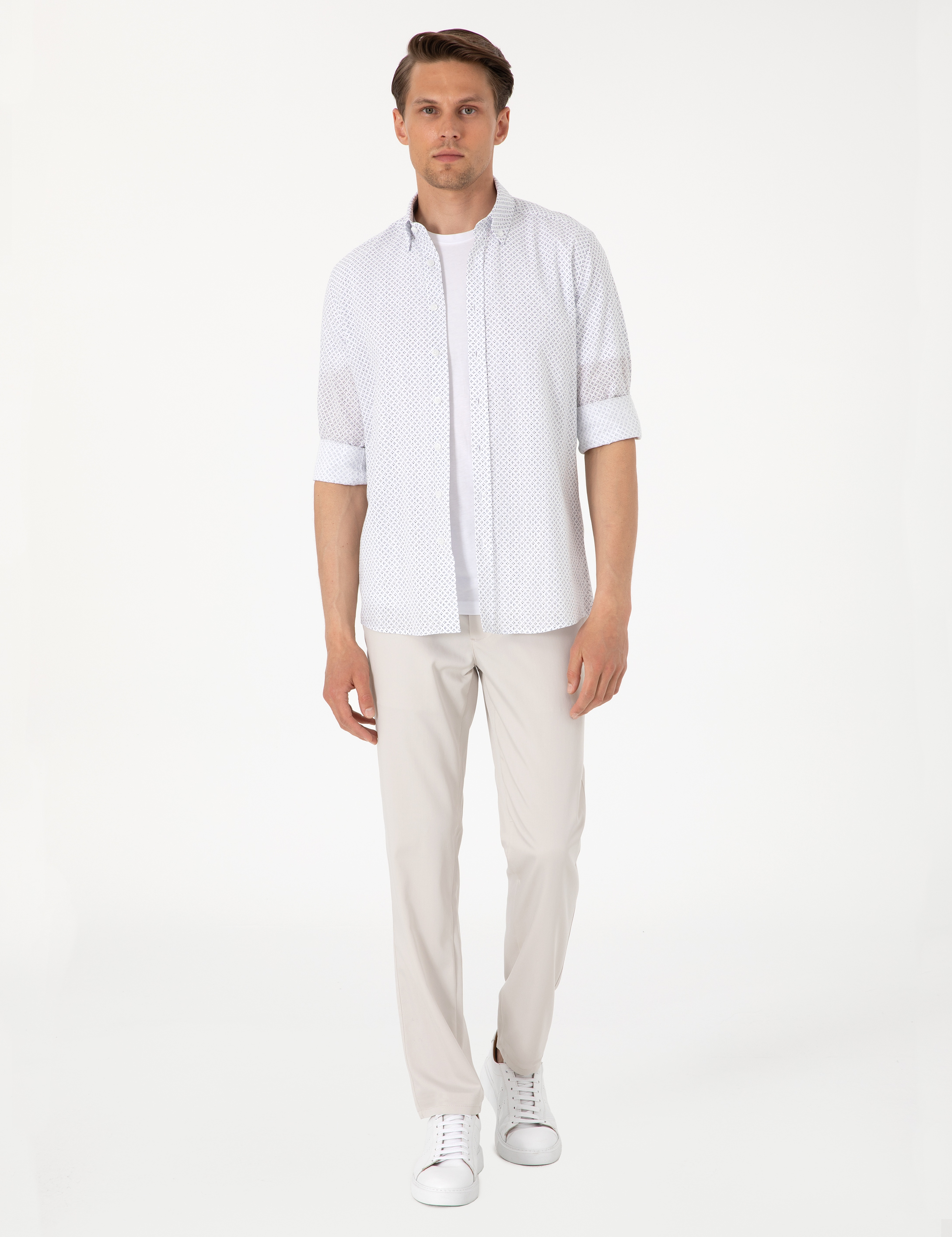 Lacivert Slim Fit Uzun Kollu Gömlek