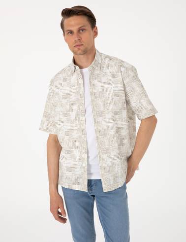 Haki Oversize Kısa Kollu Gömlek