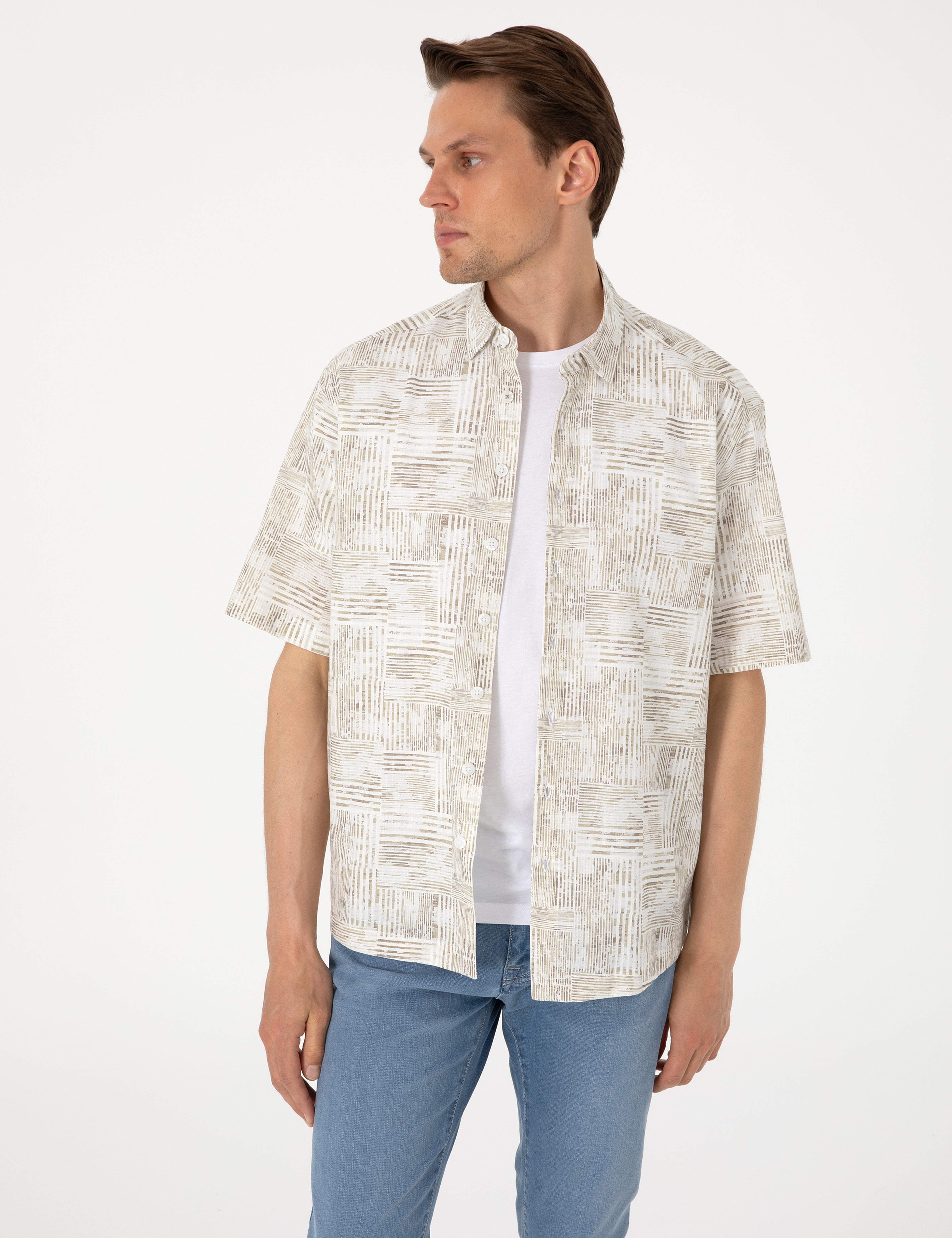 Haki Oversize Kısa Kollu Gömlek