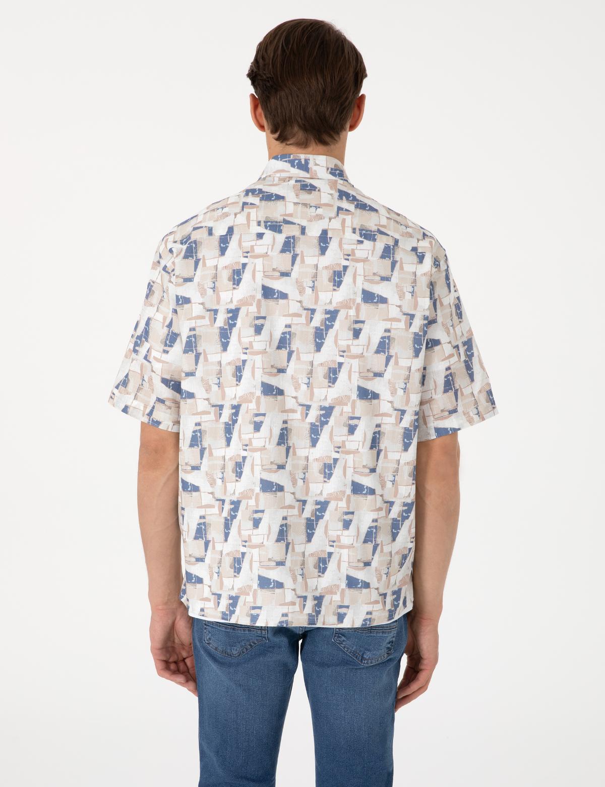 Mavi Oversize Kısa Kollu Gömlek - 50301558033