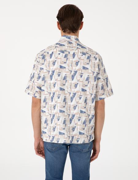 Mavi Oversize Kısa Kollu Gömlek - 50301558033