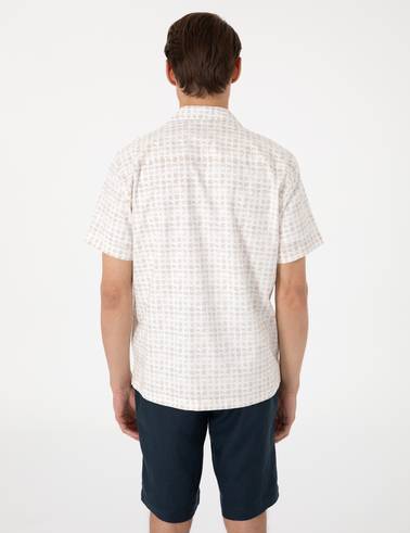 Bej Comfort Fit Kısa Kollu Gömlek