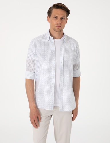 Lacivert Slim Fit Uzun Kollu Gömlek