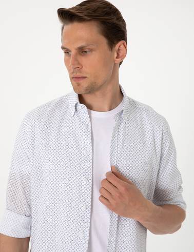 Lacivert Slim Fit Uzun Kollu Gömlek