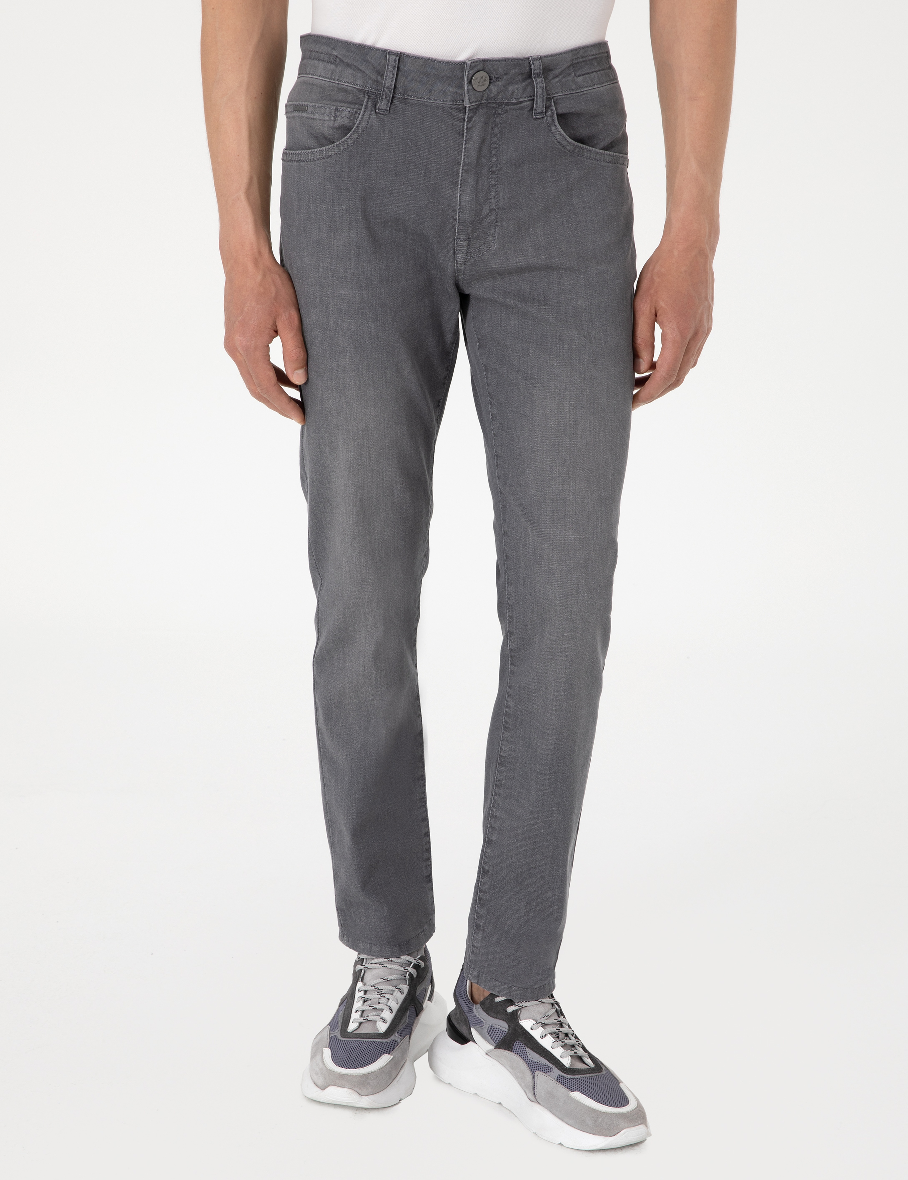 Koyu Gri Slim Fit Jean Pantolon - Image 2