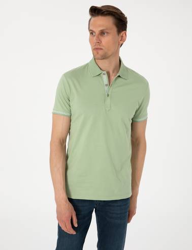 Açık Haki Slim Fit %100 Pamuk Tişört