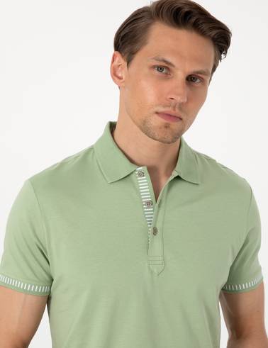 Açık Haki Slim Fit %100 Pamuk Tişört