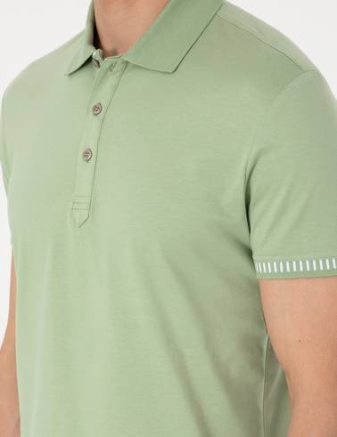 Açık Haki Slim Fit %100 Pamuk Tişört
