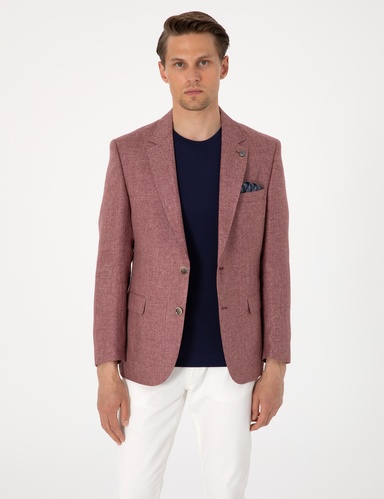 Nar Çiçeği Slim Fit Keten Ceket