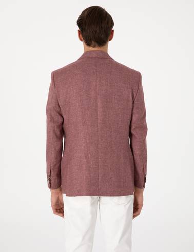 Nar Çiçeği Slim Fit Keten Ceket