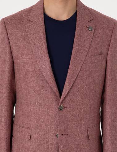 Nar Çiçeği Slim Fit Keten Ceket