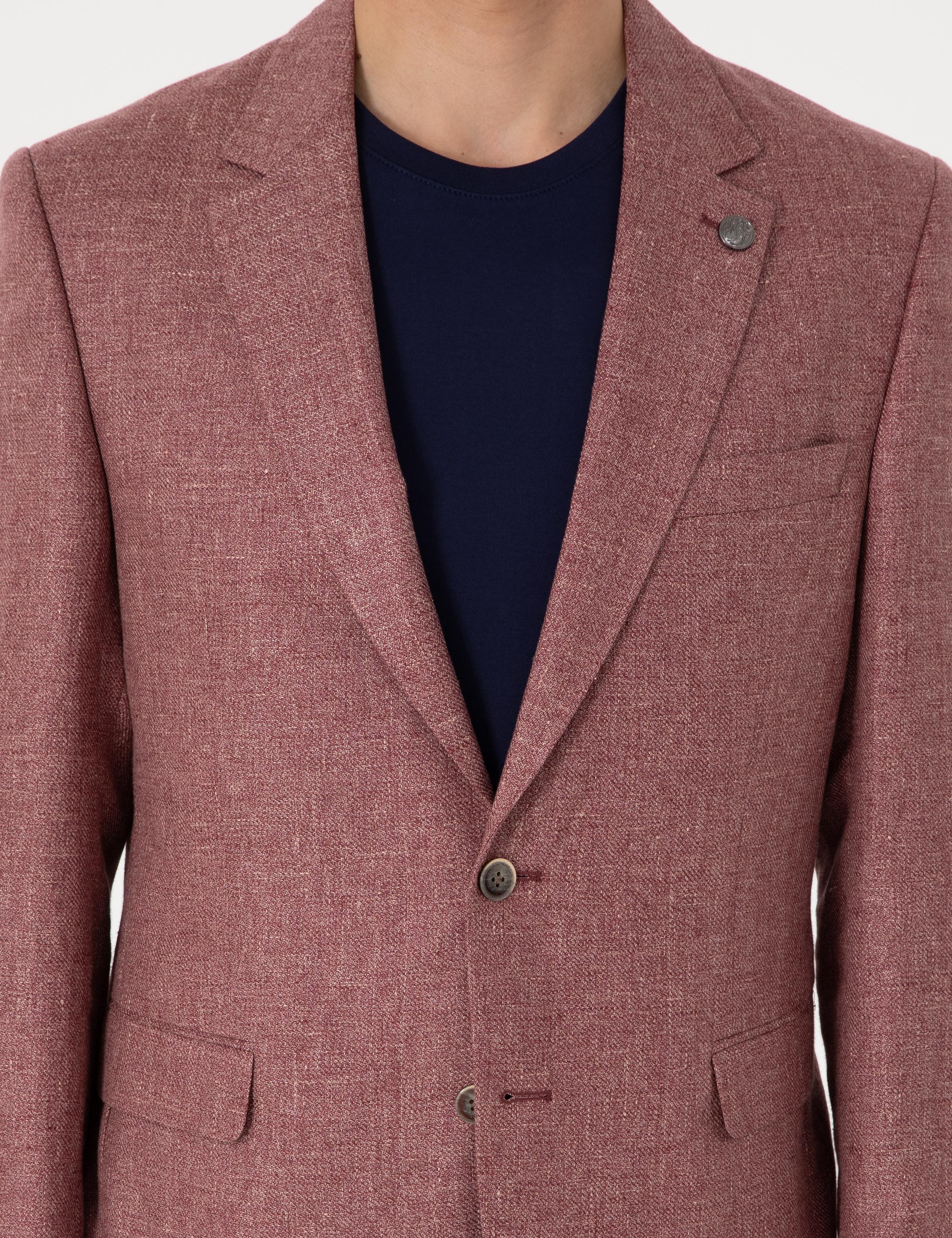 Nar Çiçeği Slim Fit Keten Ceket - Image 7