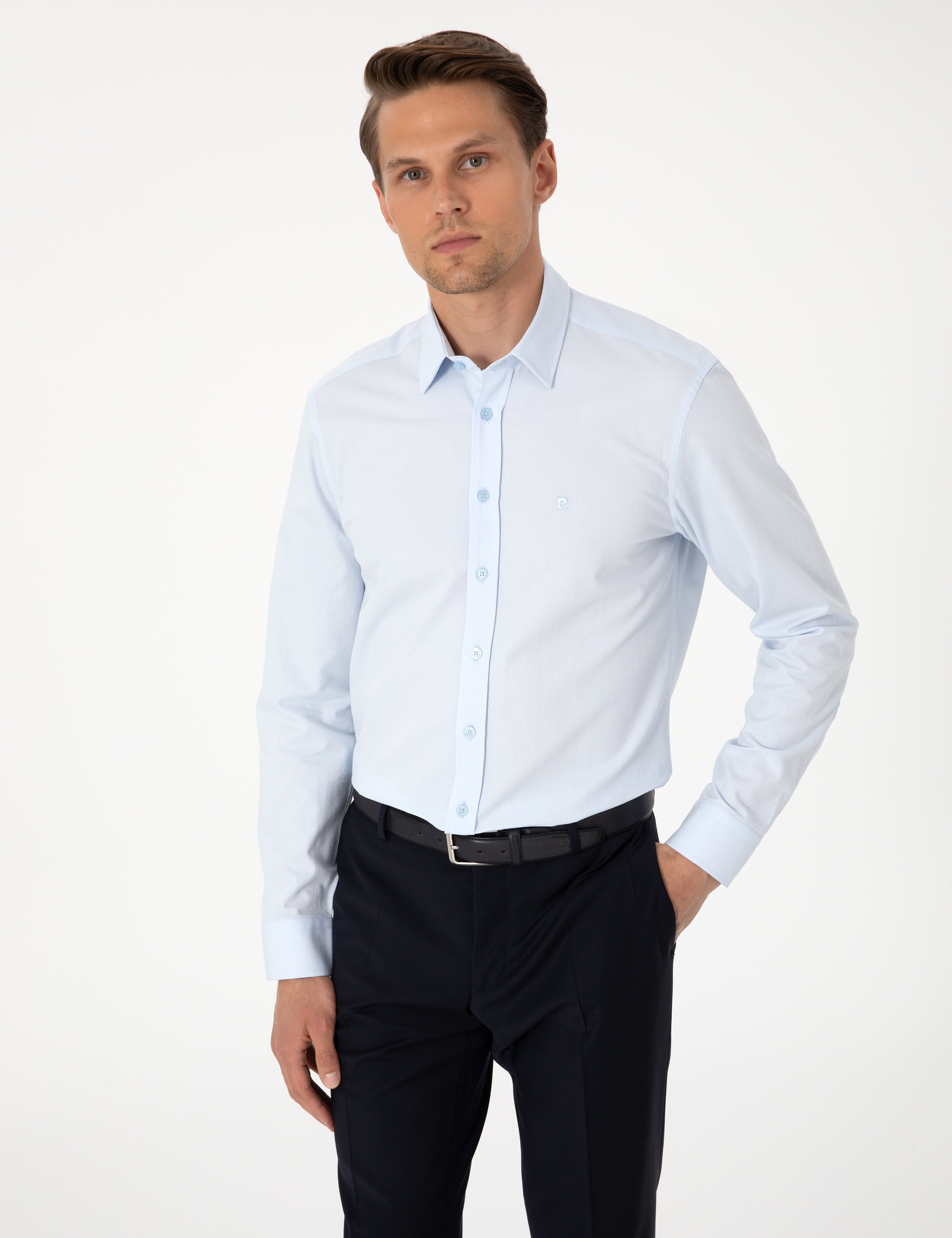 Açık Mavi Slim Fit Uzun Kollu Gömlek