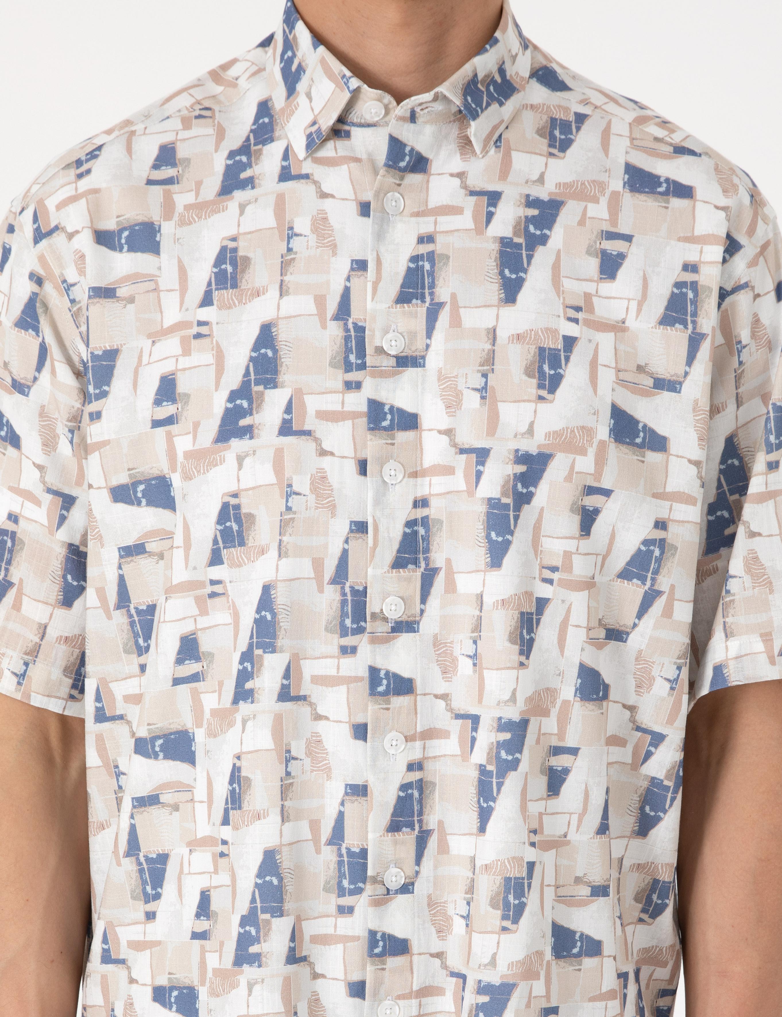 Mavi Oversize Kısa Kollu Gömlek