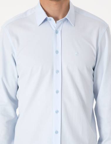 Açık Mavi Slim Fit Uzun Kollu Gömlek