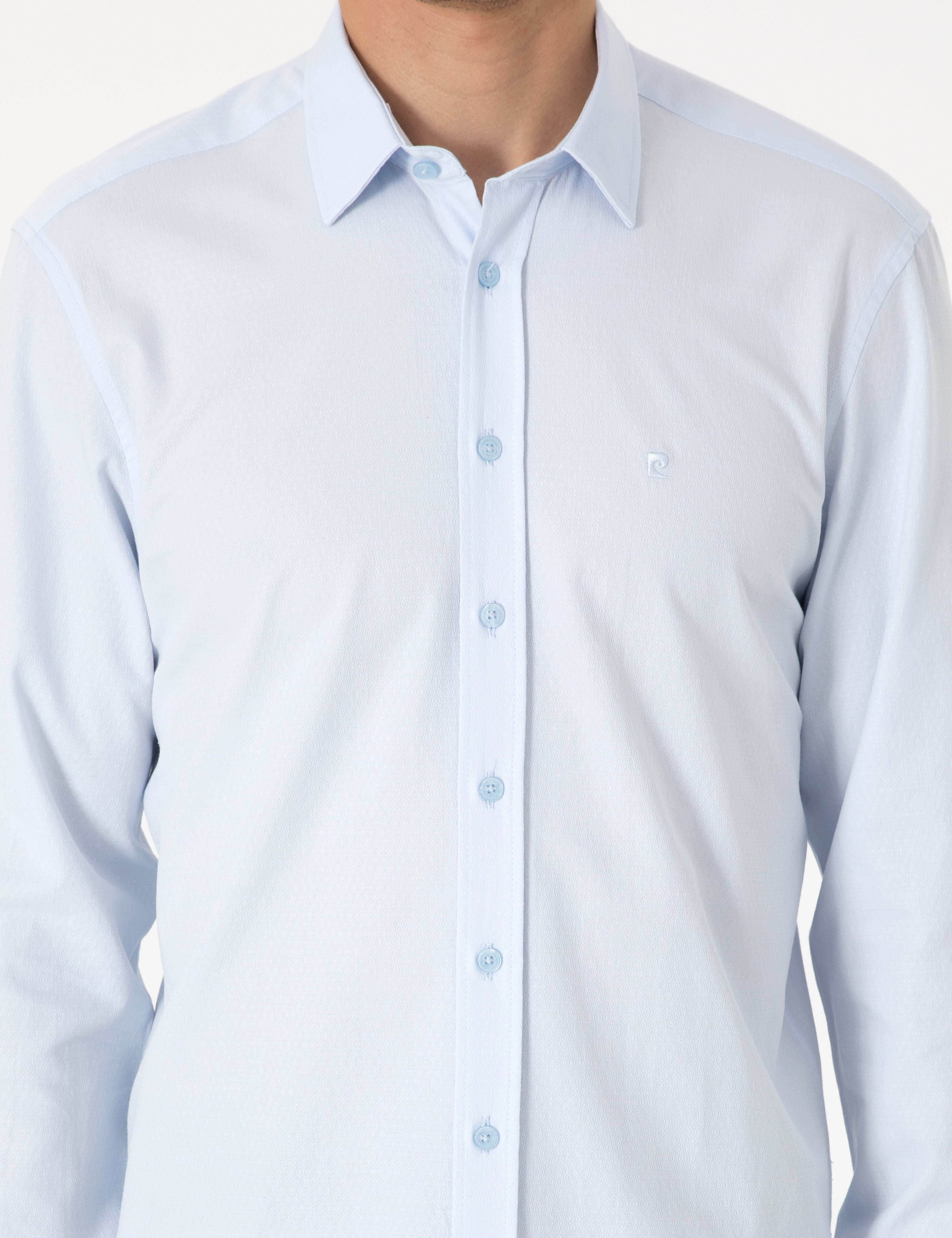 Açık Mavi Slim Fit Uzun Kollu Gömlek - Image 6