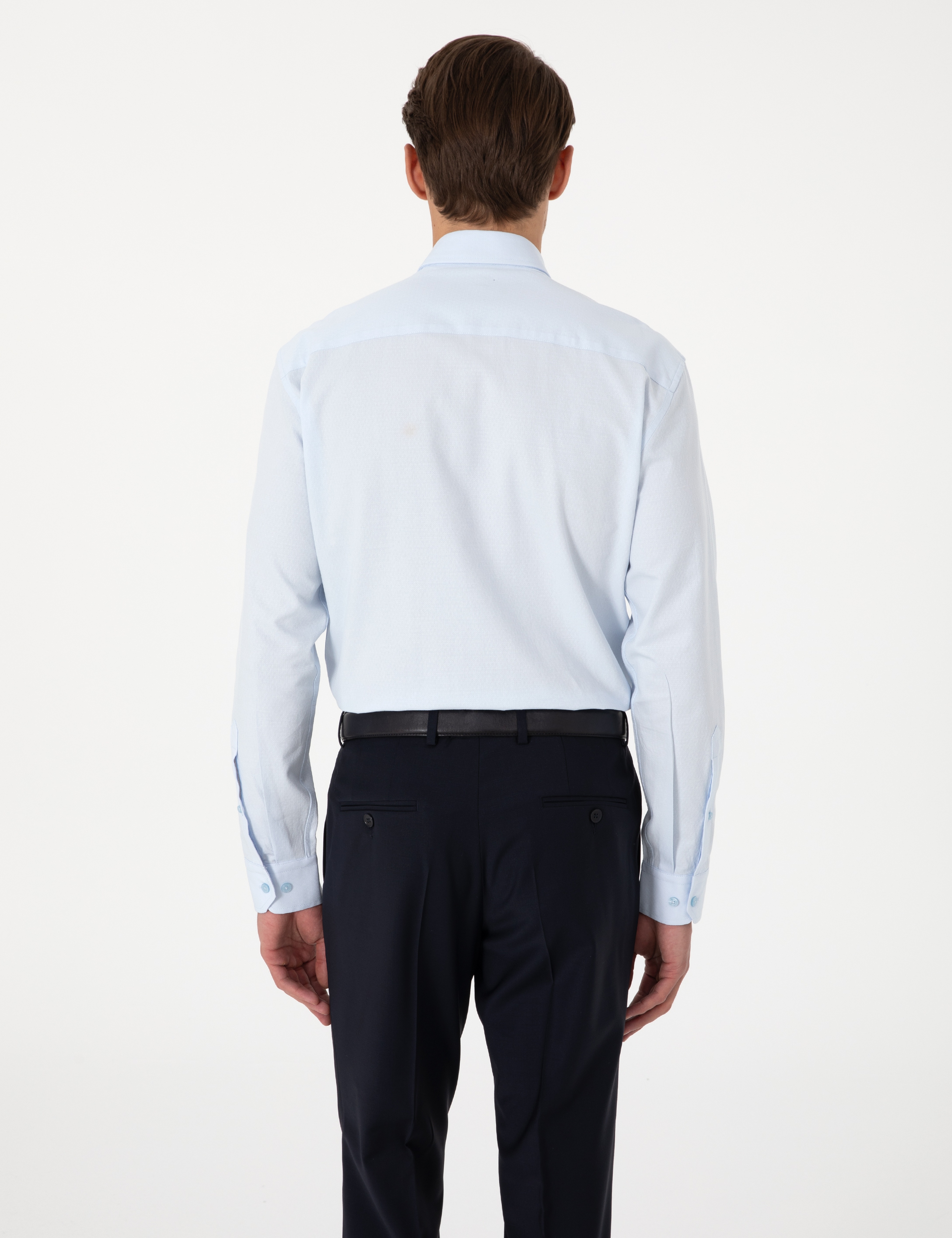 Açık Mavi Slim Fit Uzun Kollu Gömlek - Image 5