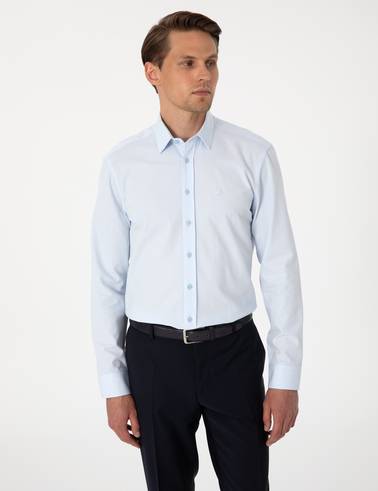 Açık Mavi Slim Fit Uzun Kollu Gömlek
