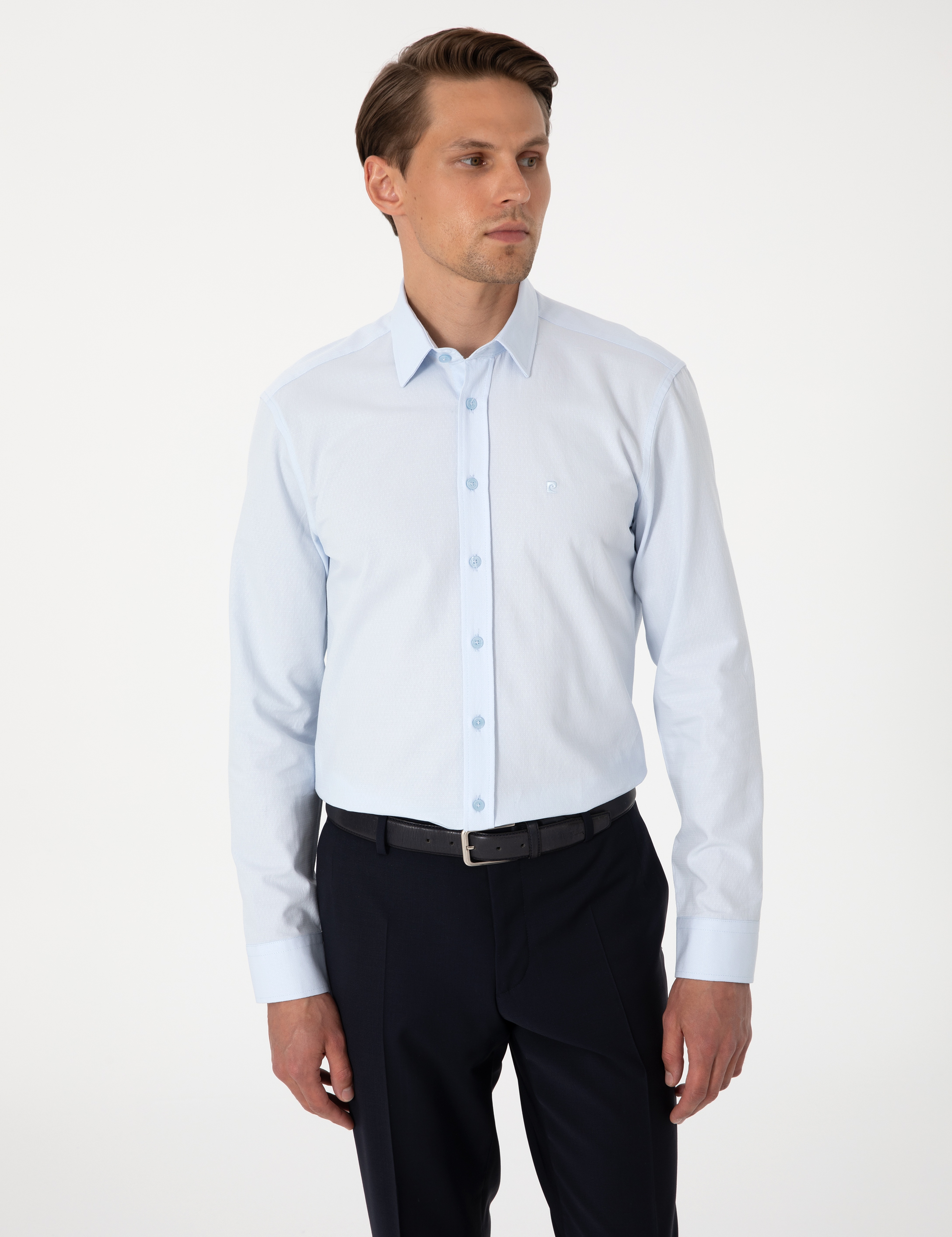 Açık Mavi Slim Fit Uzun Kollu Gömlek - Image 3