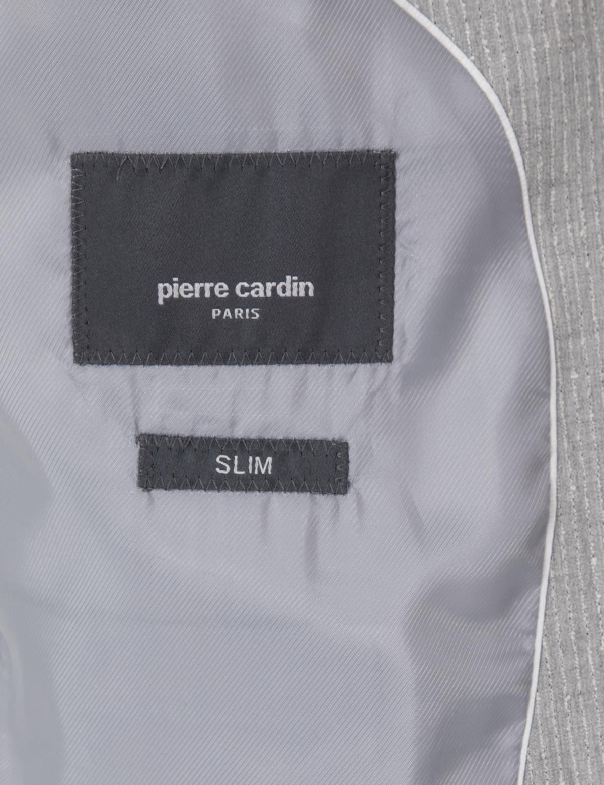 Gri Slim Fit Çizgili Takım Elbise - 50302435029