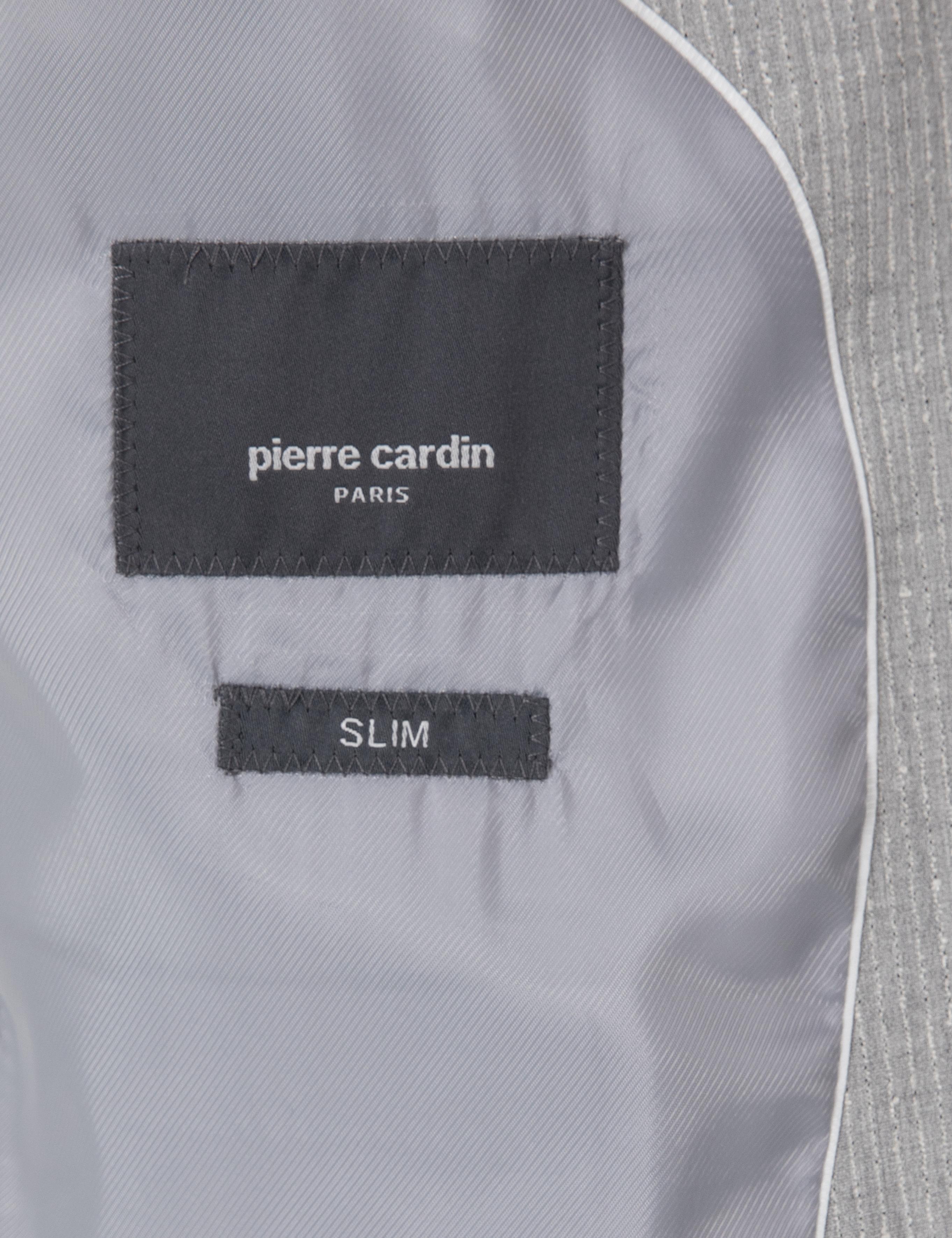 Gri Slim Fit Çizgili Takım Elbise