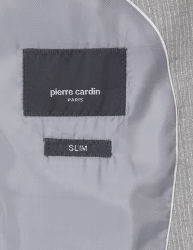 Gri Slim Fit Çizgili Takım Elbise