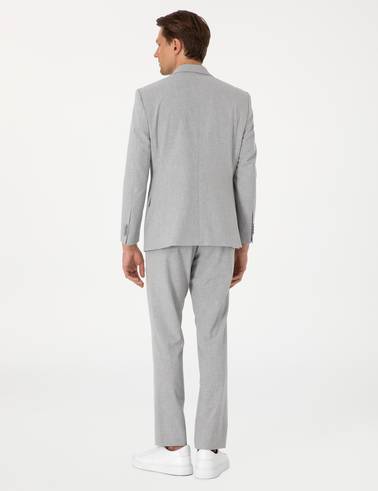 Gri Slim Fit Çizgili Takım Elbise