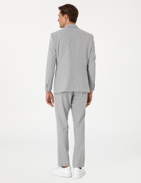 Gri Slim Fit Çizgili Takım Elbise - 50302435029