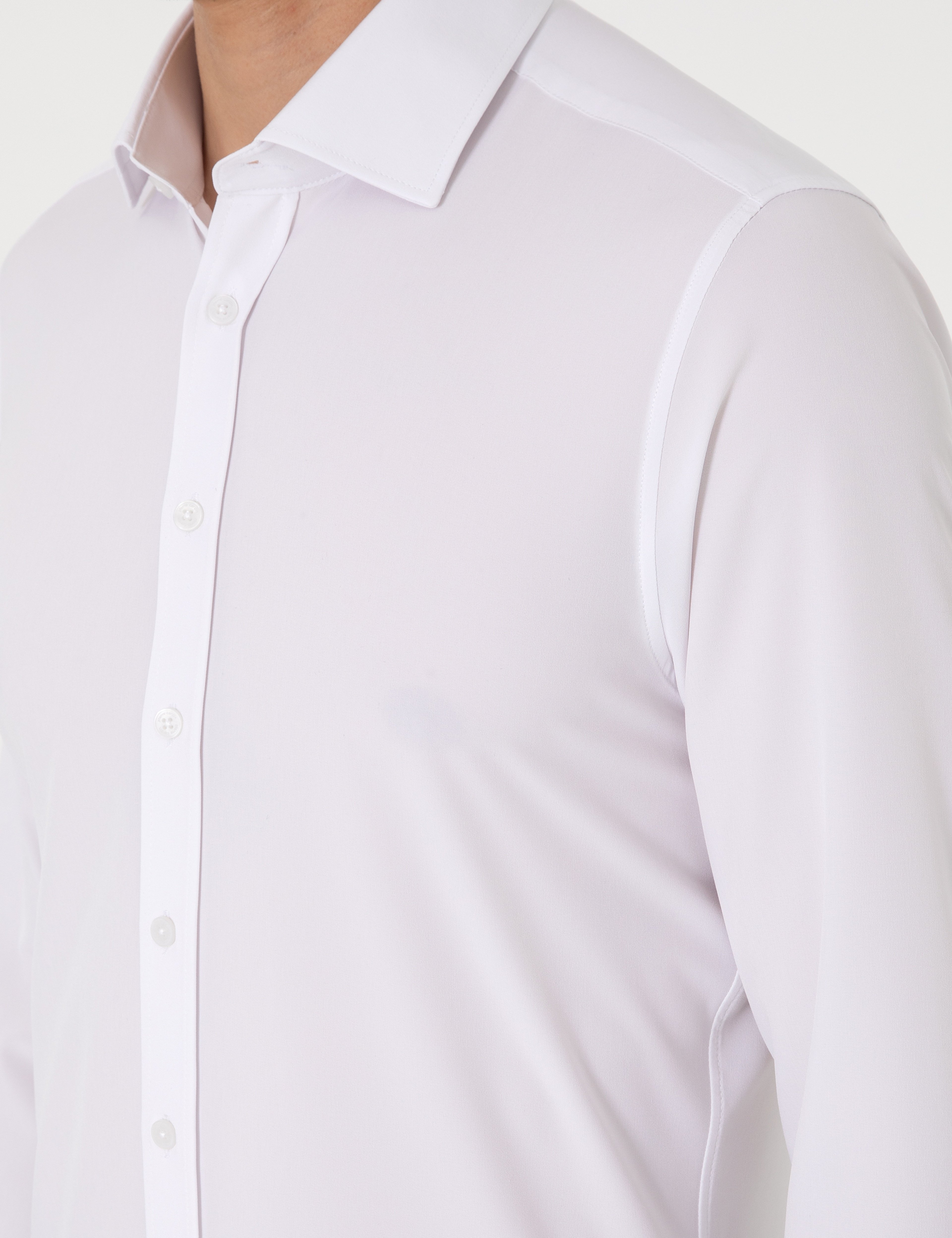 Beyaz Ekstra Slim Fit Uzun Kollu Gömlek