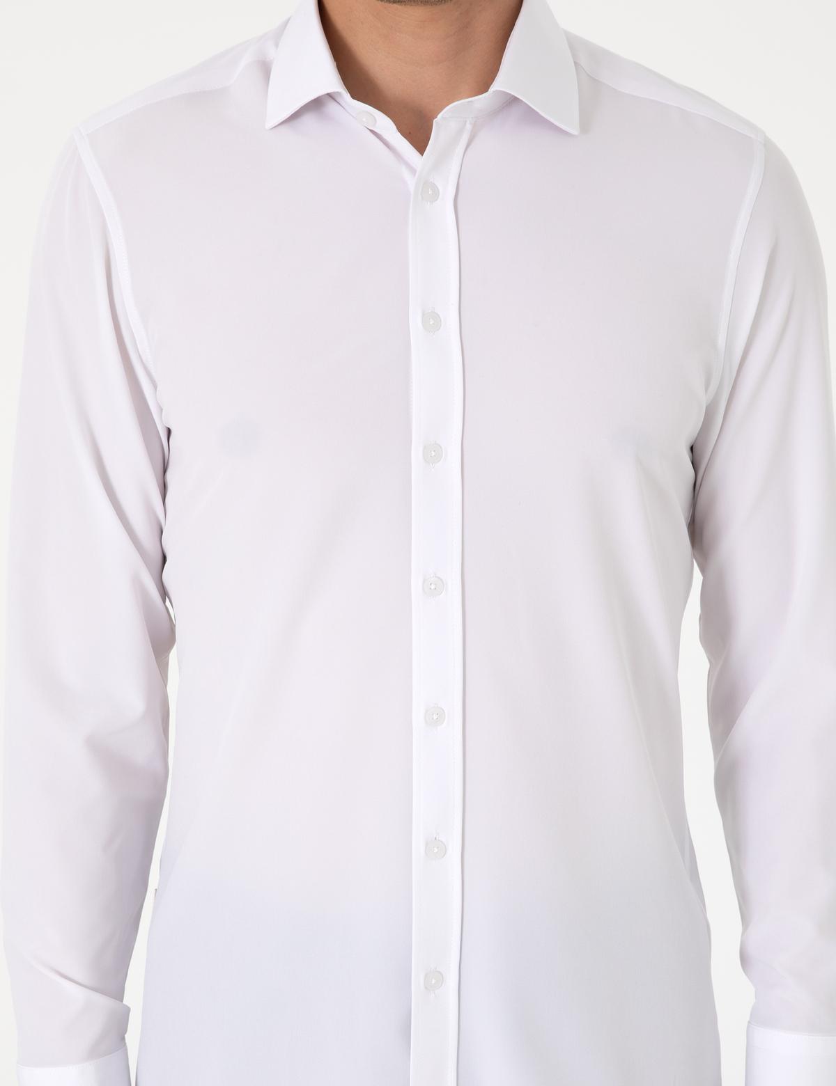 Beyaz Ex. Slim Fit Uzun Kollu Gömlek - 50303958008