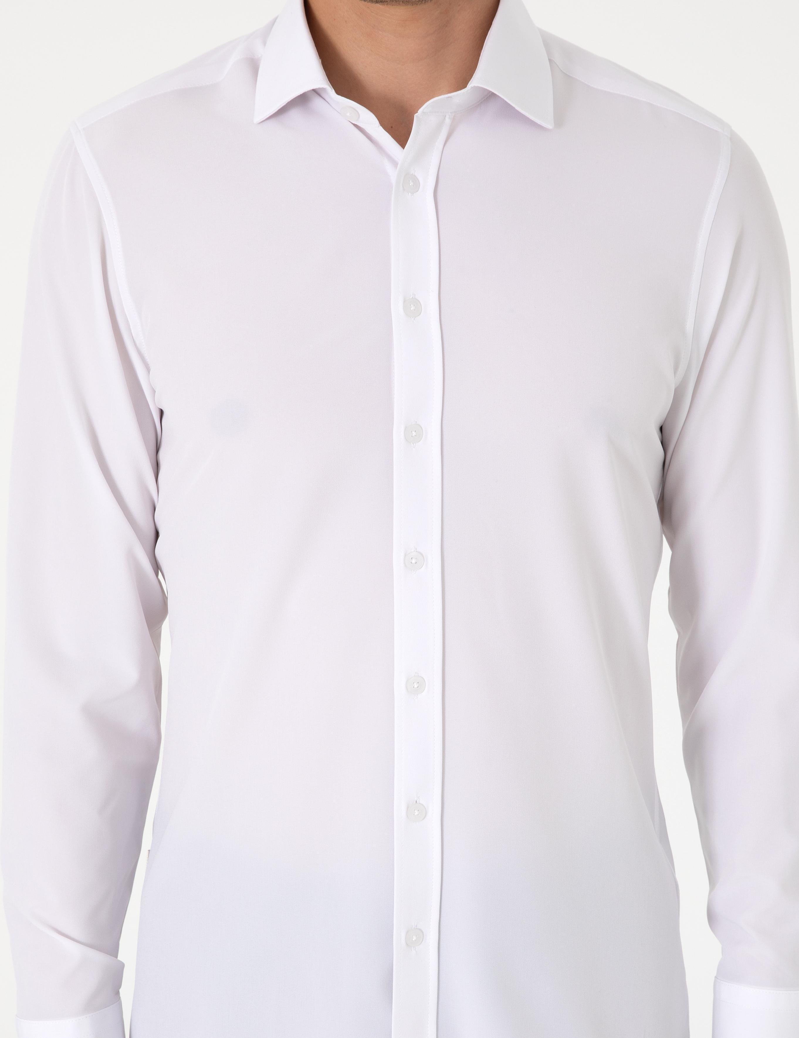 Beyaz Ex. Slim Fit Uzun Kollu Gömlek