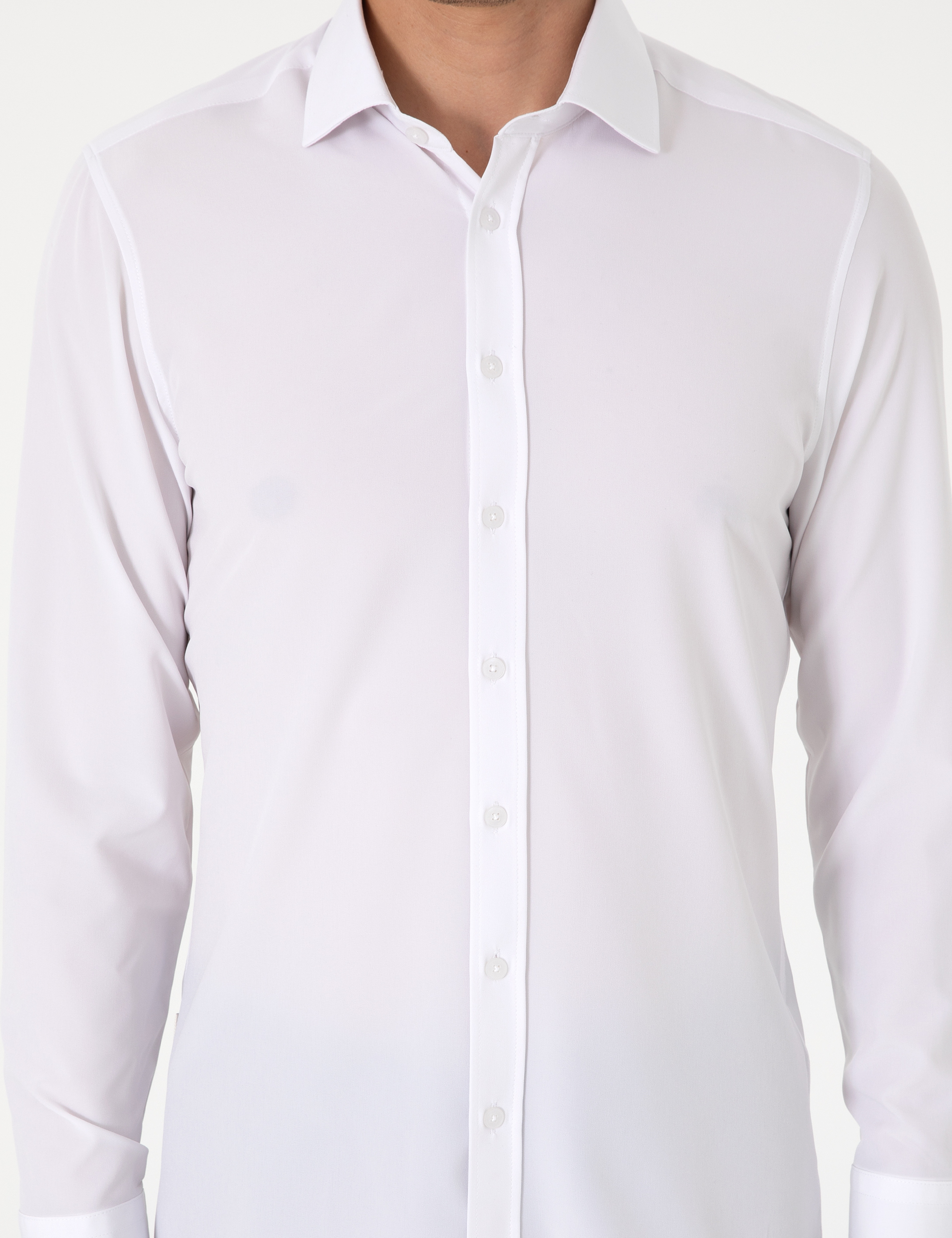 Beyaz Ekstra Slim Fit Uzun Kollu Gömlek