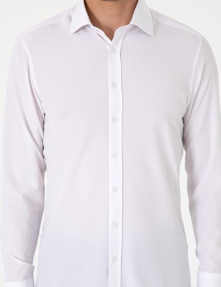 Beyaz Ex. Slim Fit Uzun Kollu Gömlek - 50303958008