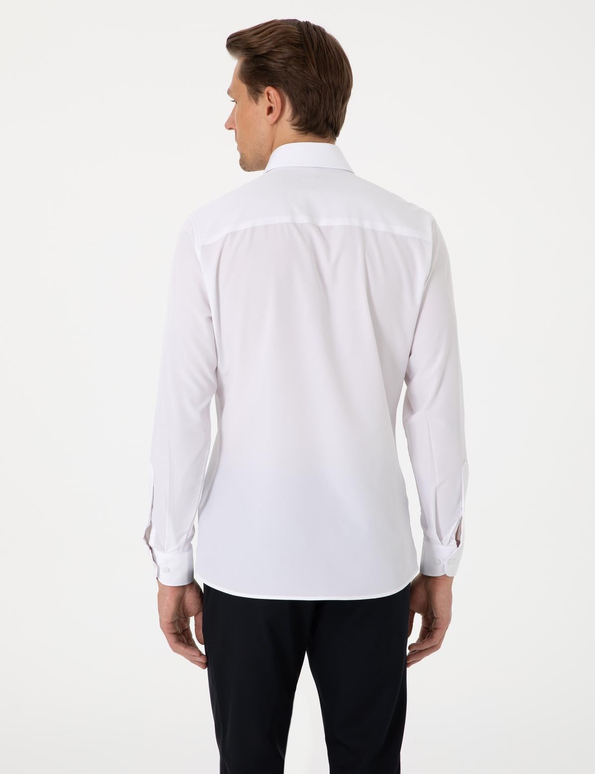 Beyaz Ex. Slim Fit Uzun Kollu Gömlek - 50303958008