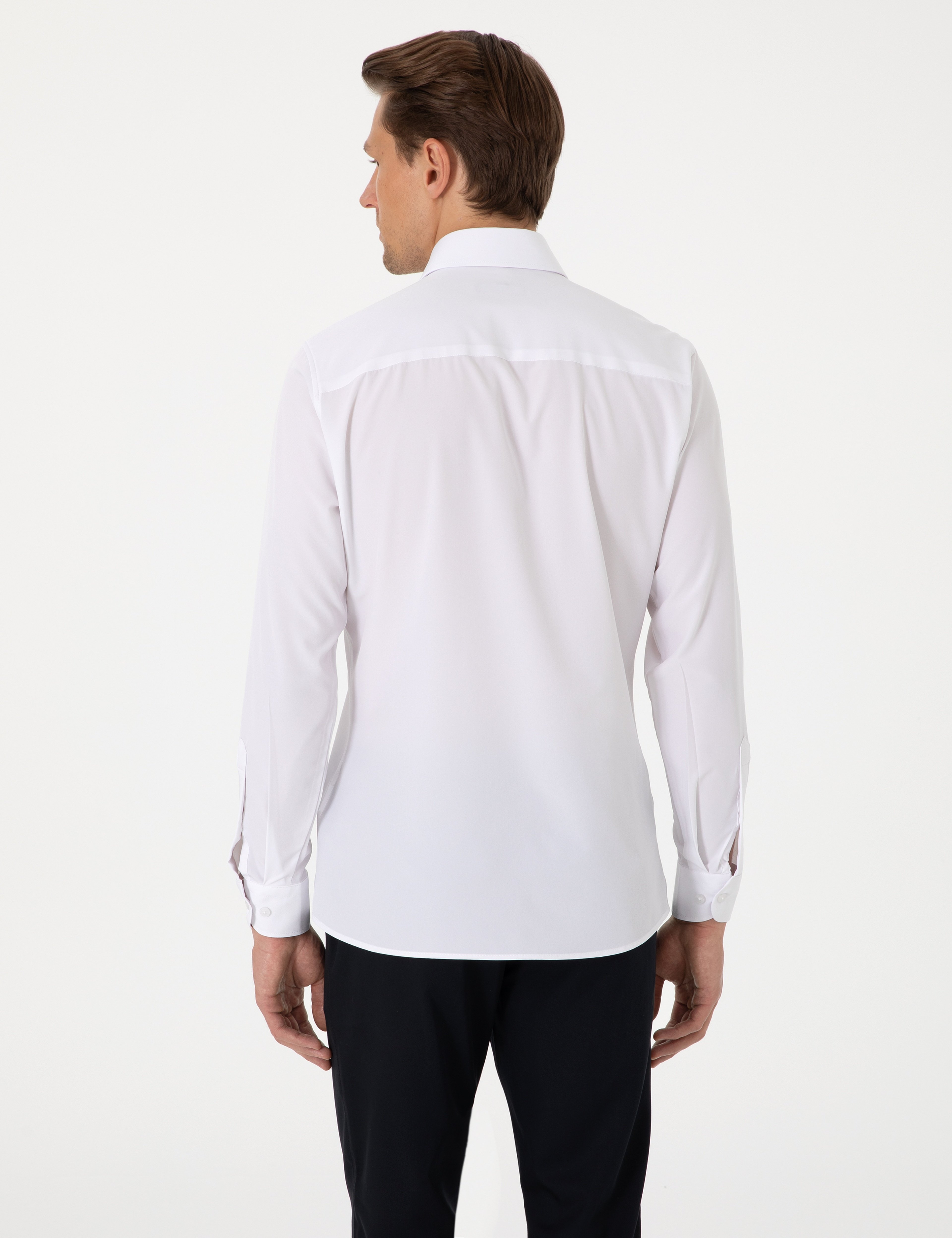 Beyaz Ekstra Slim Fit Uzun Kollu Gömlek