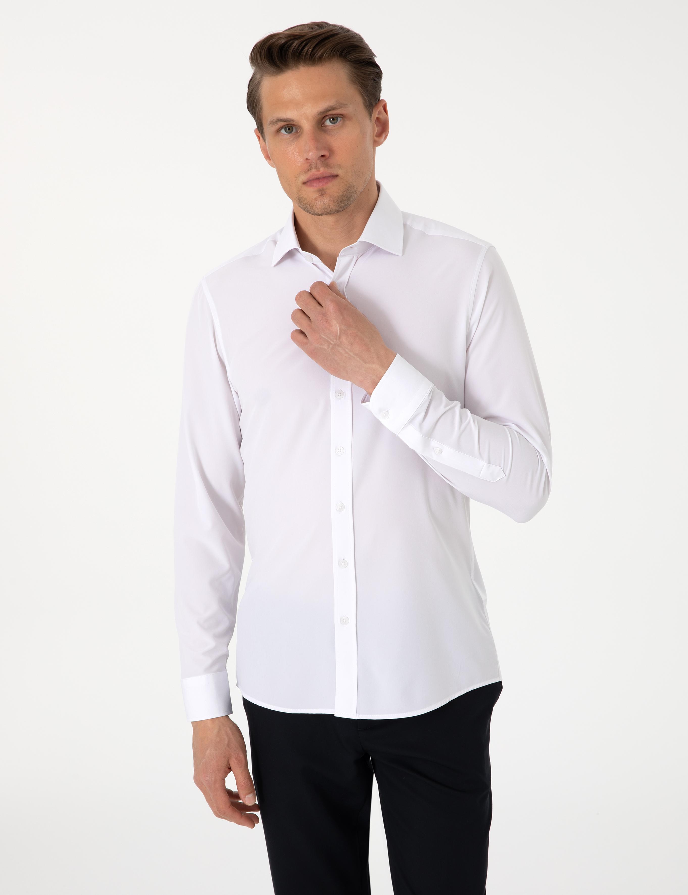 Beyaz Ex. Slim Fit Uzun Kollu Gömlek