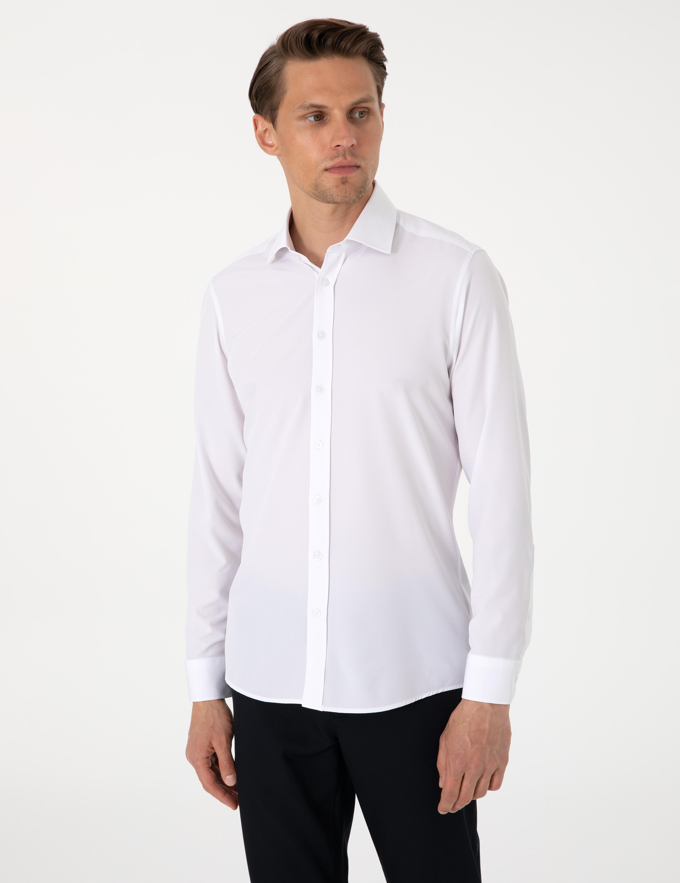 Beyaz Ex. Slim Fit Uzun Kollu Gömlek