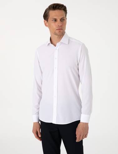 Beyaz Ex. Slim Fit Uzun Kollu Gömlek