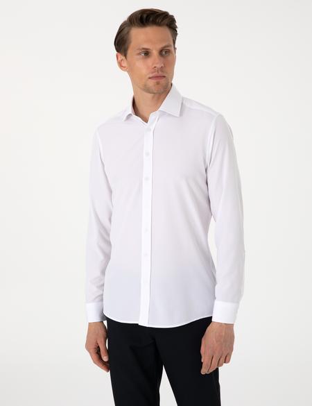 Beyaz Ex. Slim Fit Uzun Kollu Gömlek - 50303958008