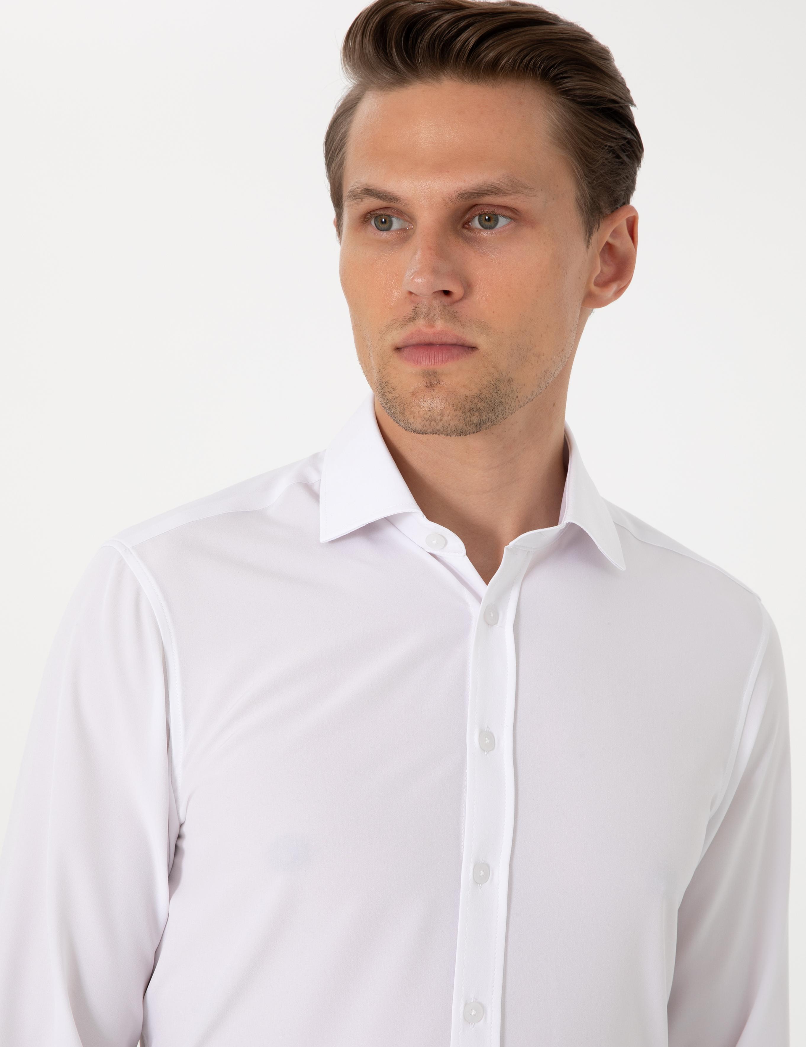 Beyaz Ex. Slim Fit Uzun Kollu Gömlek