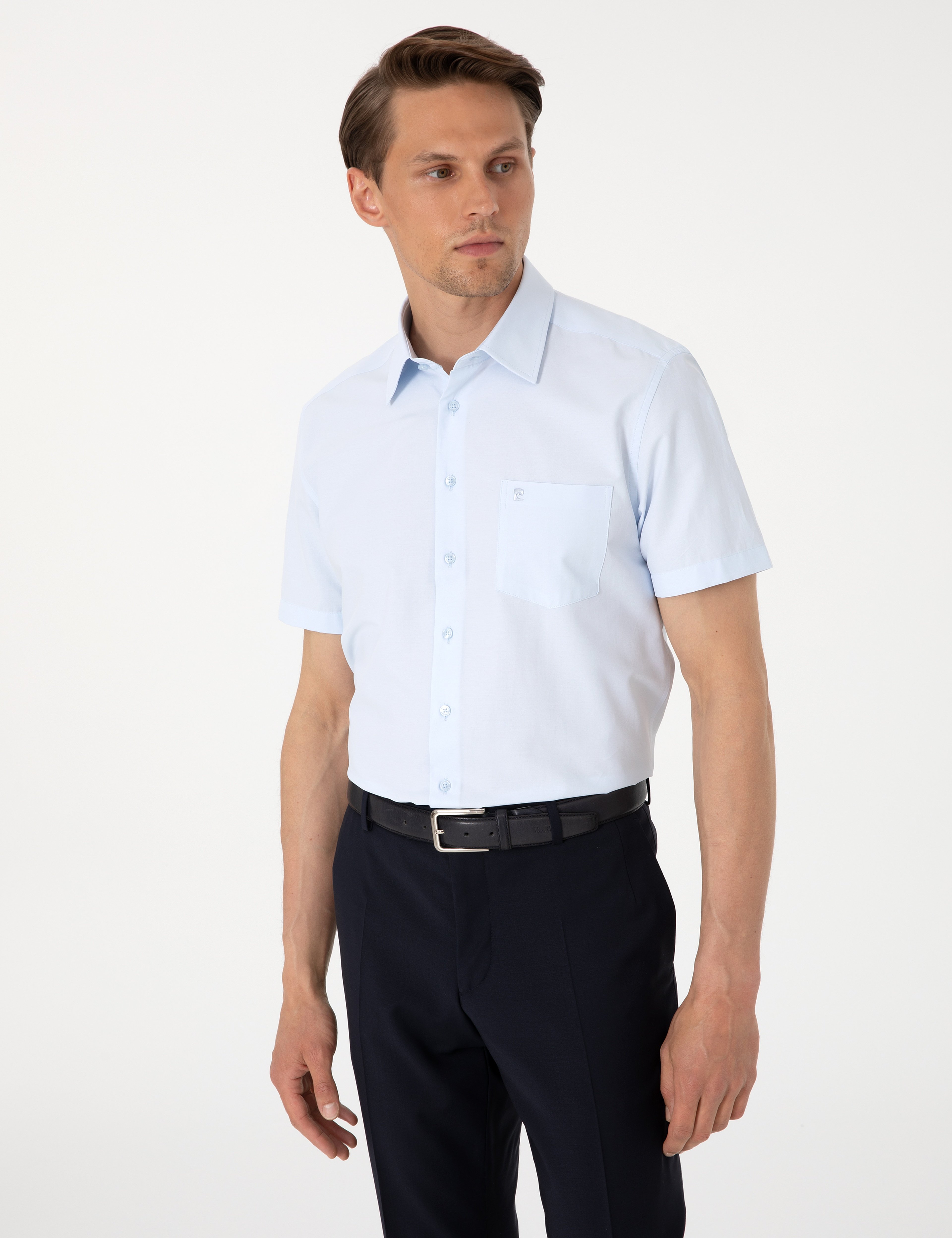 Açık Mavi Regular Fit Kısa Kollu Gömlek - Image 3