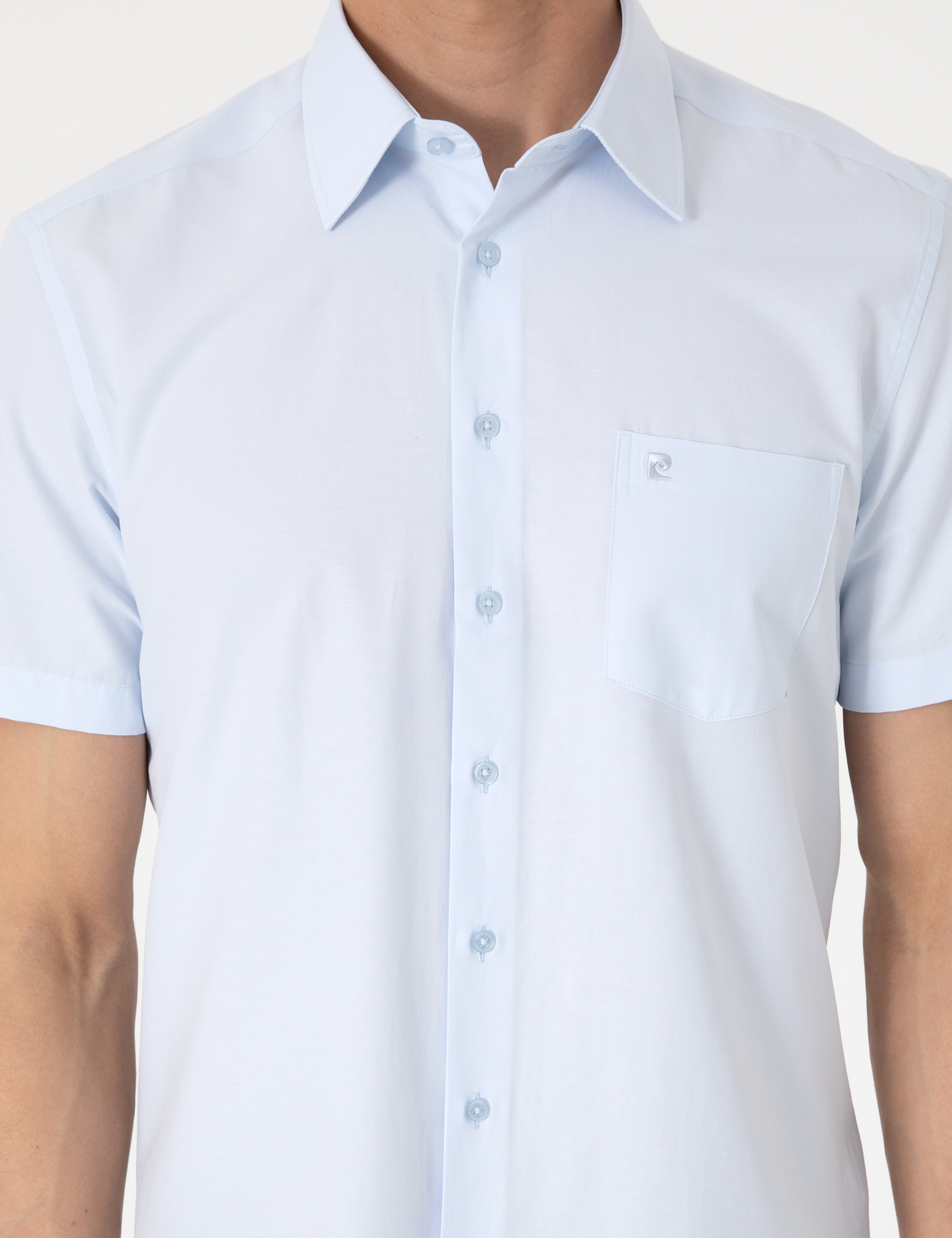 Açık Mavi Regular Fit Kısa Kollu Gömlek - Image 6