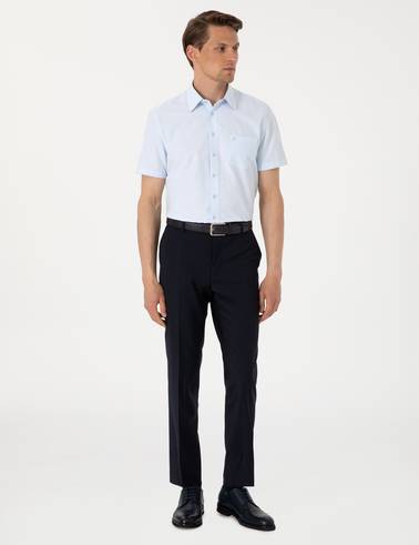 Açık Mavi Regular Fit Kısa Kollu Gömlek